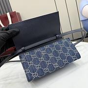 Kitlife Gucci Small Pouch With Strap & Gucci Plaque Dark Blue Denim A002KG 19x10x8cm - 3