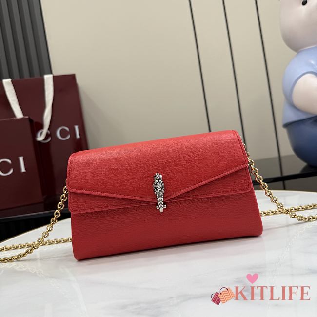 Kitlife Gucci Dionysus Small Shoulder Bag Red Soft Leather 876531 21x12x6cm  - 1