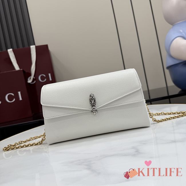Kitlife Gucci Dionysus Small Shoulder Bag White Soft Leather 876531 21x12x6cm - 1