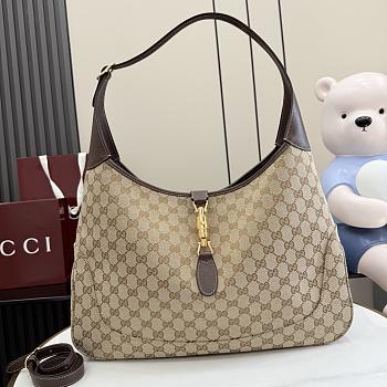 Kitlife Gucci Jackie 1961 Large Crossbody Bag Beige GG Canvas 863279 40x29x5cm 