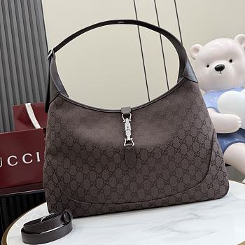 Kitlife Gucci Jackie 1961 Large Crossbody Bag Dark Brown GG Canvas 863279 40x29x5cm 