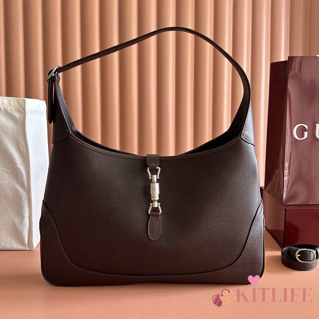 Kitlife Gucci Jackie 1961 Large Crossbody Bag Dark Brown Leather 863279 40x29x5cm - 1