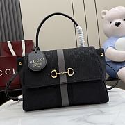 Kitife Gucci Paparazzo Medium Top Handle Bag Grey & Black GG Canvas ‎875018 32x24x17cm  - 1