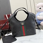 Kitlife Gucci Giglio Small Tote Bag Black Soft Perforated GG Leather ‎860845 25x20x15cm - 1