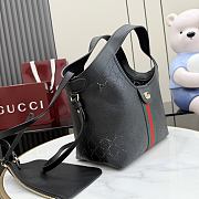 Kitlife Gucci Giglio Small Tote Bag Black Soft Perforated GG Leather ‎860845 25x20x15cm - 4