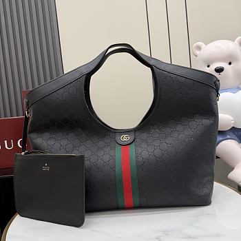 Kitlife Gucci Giglio Large Tote Bag Black Soft Perforated GG Leather ‎853971 60x47x16cm 