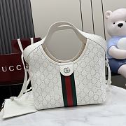 Kitlife Gucci Giglio Small Tote Bag White Soft Perforated GG Leather ‎860845 25x20x15cm  - 1