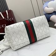 Kitlife Gucci Giglio Small Tote Bag White Soft Perforated GG Leather ‎860845 25x20x15cm  - 3