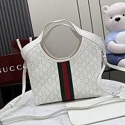 Kitlife Gucci Giglio Small Tote Bag White Soft Perforated GG Leather ‎860845 25x20x15cm  - 4