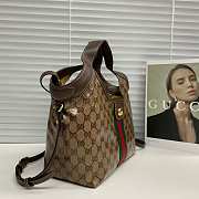 Kitlife Gucci Giglio Small Tote Bag Sand & Dark Brown Varnished GG Fabric ‎860845 25x20x15cm  - 5