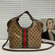 Kitlife Gucci Giglio Small Tote Bag Sand & Dark Brown Varnished GG Fabric ‎860845 25x20x15cm  - 2