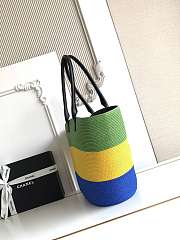 Kitlife Chanel Maxi Shopping Bag Raffia & Calfskin Green, Yellow & Blue AS6148 13.8x23.6x7.9cm  - 5