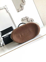 Kitlife Chanel Maxi Shopping Bag Raffia & Calfskin Green Khaki, White & Brown AS6148 13.8x23.6x7.9cm - 3