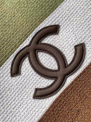 Kitlife Chanel Maxi Shopping Bag Raffia & Calfskin Green Khaki, White & Brown AS6148 13.8x23.6x7.9cm - 2