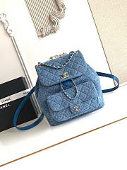 Kitlife Chanel Duma Backpack Blue Denim AS3618 22x25x18cm - 1