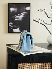 Kitlife Chanel Métiers 26S Blue Denim Tube Beaded Embroidery Bag 15.5x25.5x6.5cm - 6