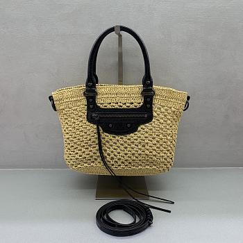 Kitlife Balenciaga Women's Le City Basket Small in Natural/Black 27x20x11cm