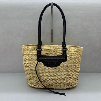 Kitlife Balenciaga Women's Le City Basket Medium in Natural/Black 33x27x13cm