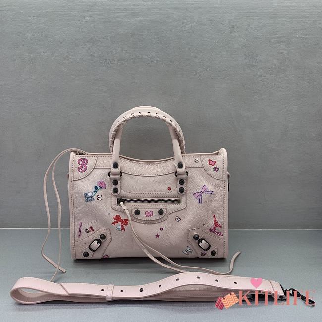 Kitlife Balenciaga Small Graffiti Motorcycle Bag Pink 30x13x20cm - 1