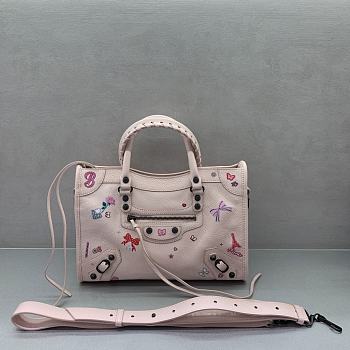 Kitlife Balenciaga Small Graffiti Motorcycle Bag Pink 30x13x20cm