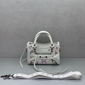 Kitlife Balenciaga Mini Graffiti Motorcycle Bag White 23x10x16cm