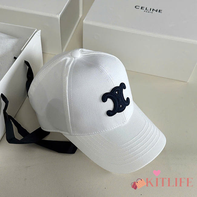 Kitlife Celine Triomphe Baseball Cap in White Cotton - 1