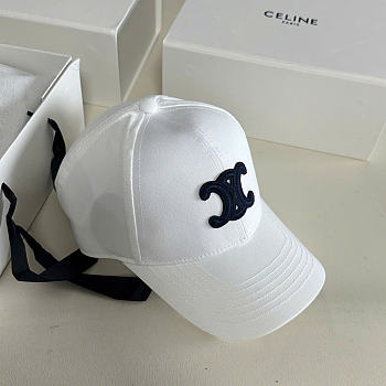 Kitlife Celine Triomphe Baseball Cap in White Cotton