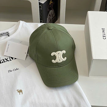 Kitlife Celine Triomphe Baseball Cap in Green Khakhi Cotton 