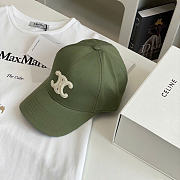 Kitlife Celine Triomphe Baseball Cap in Green Khakhi Cotton  - 6