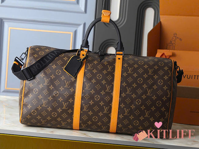 Kitlife Louis Vuitton Keepall Bandoulière 50 Bag Monogram Macassar M46702 55x31x26cm  - 1