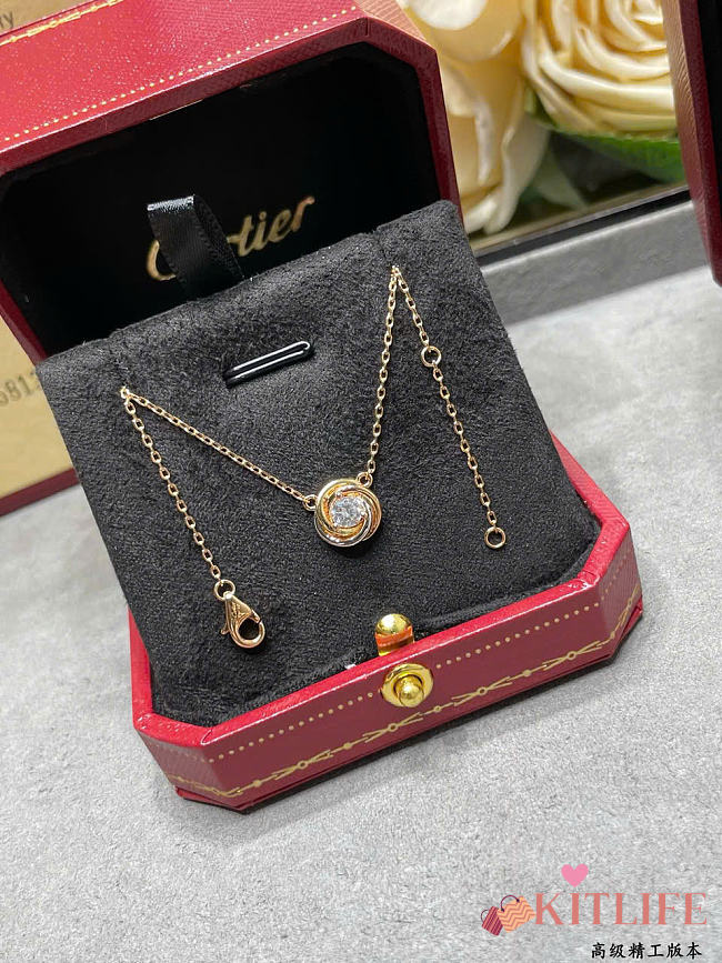 Kitlife Cartier Three-Ring Round Diamond Necklace  - 1
