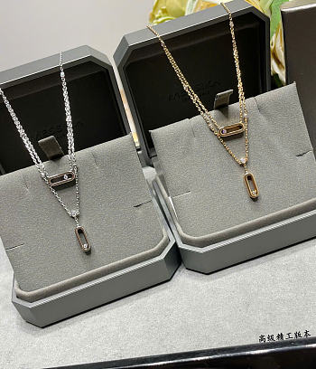 Kitlife Messika Double-layered Necklace With Crystals in Silver / Gold 