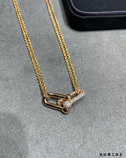 Kitlife Tiffany Double-ring Diamond Horseshoe Clasp Necklace in Gold / Silver / Rose gold - 2