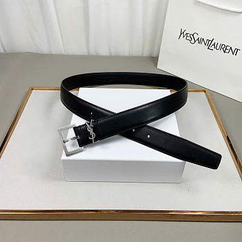 Kitlife YSL Belt In Black With Silver Hardware 3cm 