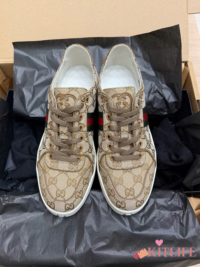 Kitlife Gucci Stretch Low-Top Sneakers Beige  - 1