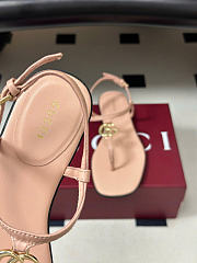 Kitlife Gucci GG Marmont Leather Thong Sandals Light Pink - 3