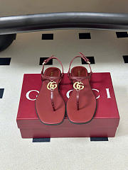 Kitlife Gucci GG Marmont Leather Thong Sandals Burgundy - 1
