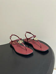 Kitlife Gucci GG Marmont Leather Thong Sandals Burgundy - 6