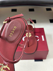 Kitlife Gucci GG Marmont Leather Thong Sandals Burgundy - 4