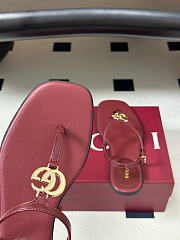 Kitlife Gucci GG Marmont Leather Thong Sandals Burgundy - 3