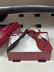 Kitlife Gucci GG Marmont Leather Thong Sandals Burgundy - 2