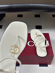Kitlife Gucci GG Marmont Leather Thong Sandals White - 6