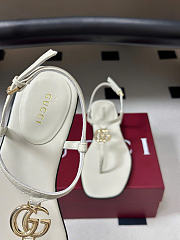 Kitlife Gucci GG Marmont Leather Thong Sandals White - 5