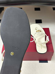 Kitlife Gucci GG Marmont Leather Thong Sandals White - 2