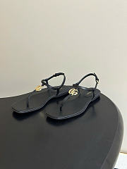 Kitlife Gucci GG Marmont Leather Thong Sandals Black - 6