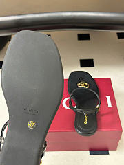 Kitlife Gucci GG Marmont Leather Thong Sandals Black - 5
