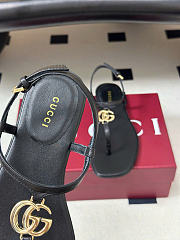 Kitlife Gucci GG Marmont Leather Thong Sandals Black - 4