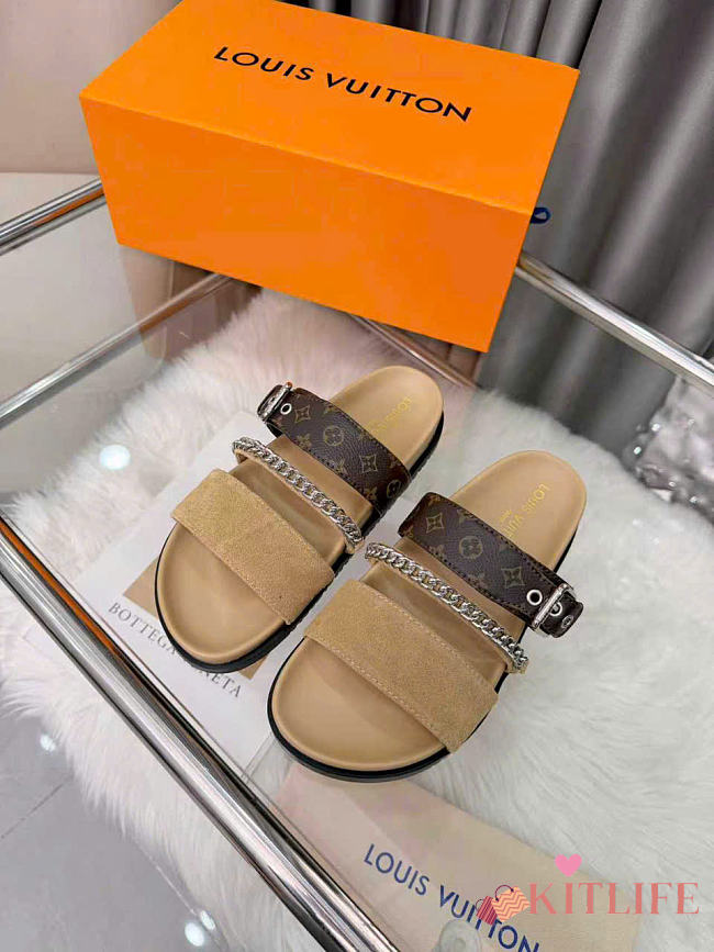 Kitlife Louis Vuitton Vibe Comfort Mules Beige & Brown  - 1