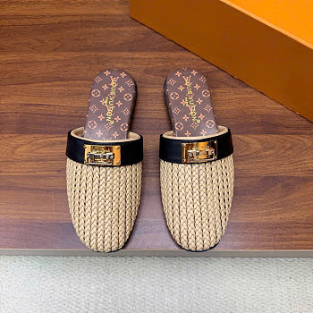 Kitlife Louis Vuitton Haven Flat Open Back Mules Beige