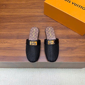 Kitlife Louis Vuitton Haven Flat Open Back Mules Black
